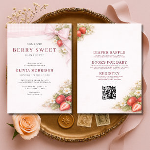 Todo en Uno Invitación de Baby Shower Coquette Bow