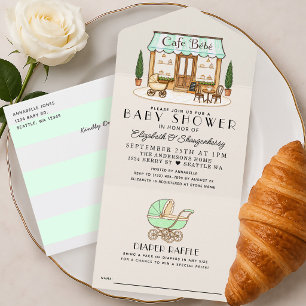 Todo En Uno Invitación de Baby Shower de Café Bébé París Franc