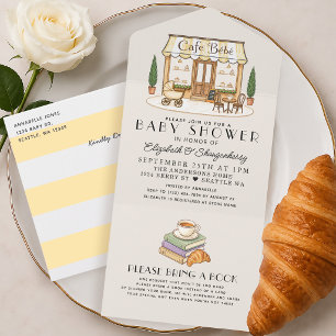 Todo En Uno Invitación de Baby Shower de Café Bébé París Franc
