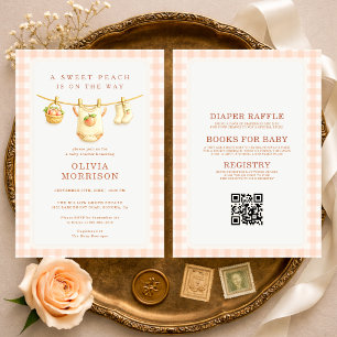 Todo en uno Invitación de Baby Shower de Melocotón