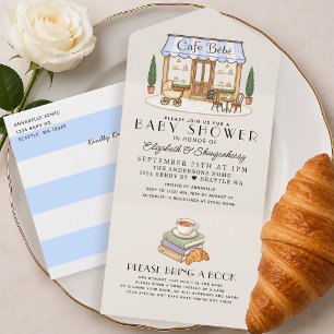 Todo En Uno Invitación de Baby Shower de Niño Café Bébé Francé