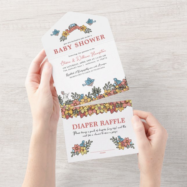 Todo En Uno Invitación de Baby Shower de Pascua entera (desgarro)