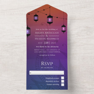 Todo En Uno Invitación de boda árabe con papel de aluminio dor