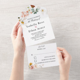 Todo En Uno Invitación de boda boho de flor silvestre rústica