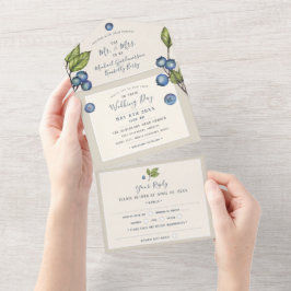 Todo En Uno Invitación de boda Chic Blueberries All in One