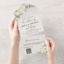 Invitación de Boda con Flores Blancas Elegantes To