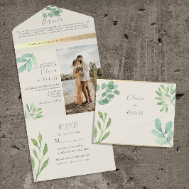Todo En Uno Invitación de boda con follaje de eucalipto