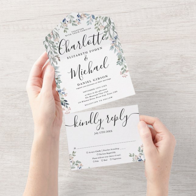 Todo En Uno Invitación de boda con monograma de letra script f (desgarro)
