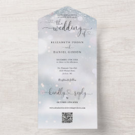 Todo En Uno Invitación de Boda Copos de Nieve QR Código Script