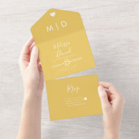 Invitación de Boda Corazones Amarillos Negrita Tod