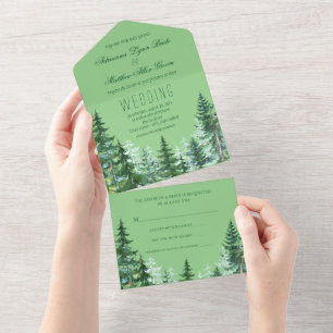Todo En Uno Invitación de Boda de Abeto