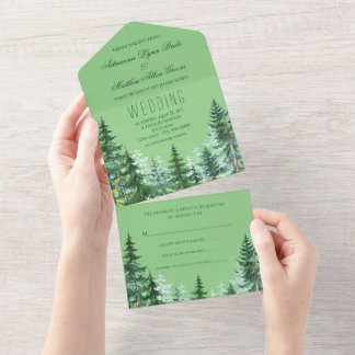 Todo En Uno Invitación de Boda de Abeto