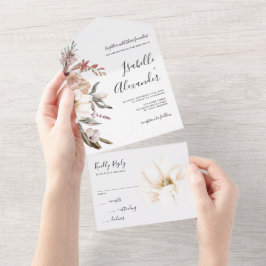 Todo En Uno Invitación de boda de acuarela de flores silvestre