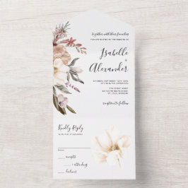 Todo En Uno Invitación de boda de acuarela de flores silvestre