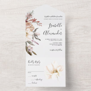 Todo En Uno Invitación de boda de acuarela de flores silvestre