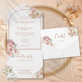 Todo En Uno Invitación de boda de arco de terracota floral de