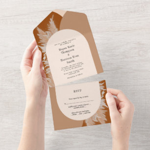 Todo En Uno Invitación de boda de hierba de pampas y arcos