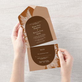 Todo En Uno Invitación de boda de hierba oscura de Pampas y ar