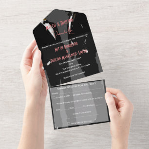 Todo En Uno Invitación de boda de hombres gays con esmoquin Sr