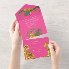 Todo En Uno Invitación de boda de Safari Salvaje con Grandes F