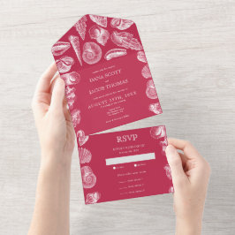 Todo En Uno Invitación de boda de verano Beach Seashell Viva M