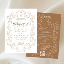 Todo en uno Invitación de Boda Floral Francesa Dor