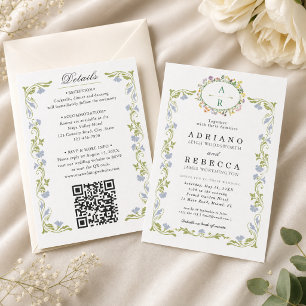 Todo en uno Invitación de Boda Floral Francesa Ver