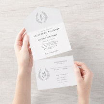 Invitación de boda formal de monograma de ovalo co