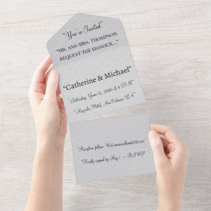 Todo En Uno Invitación de boda Minimal Grey Polka Dot