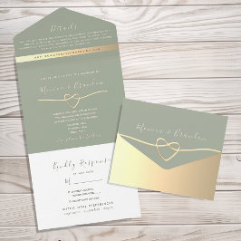 Todo En Uno Invitación de boda minimalista verde salvia
