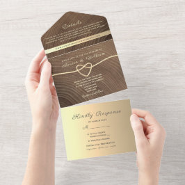 Todo En Uno Invitación de boda rústica de madera con caligrafí