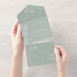 Todo En Uno Invitación de bodas al verde sabio botánico