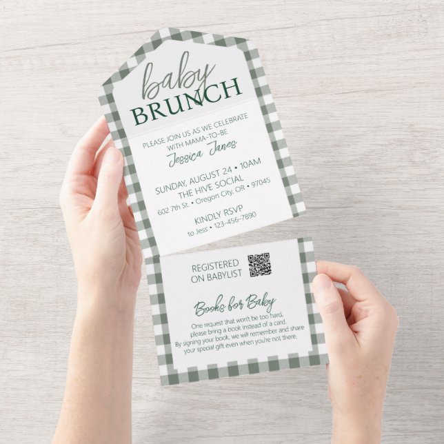 Todo En Uno Invitación de brunch de bebé verificada -desgarro  (desgarro)