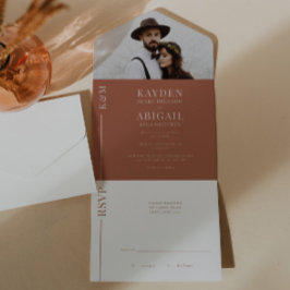 Todo En Uno Invitación de casamiento de línea limpia de Terrac