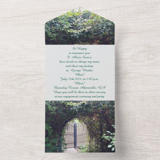 Todo En Uno Invitación de Compromiso Puerta Verde (Interior)