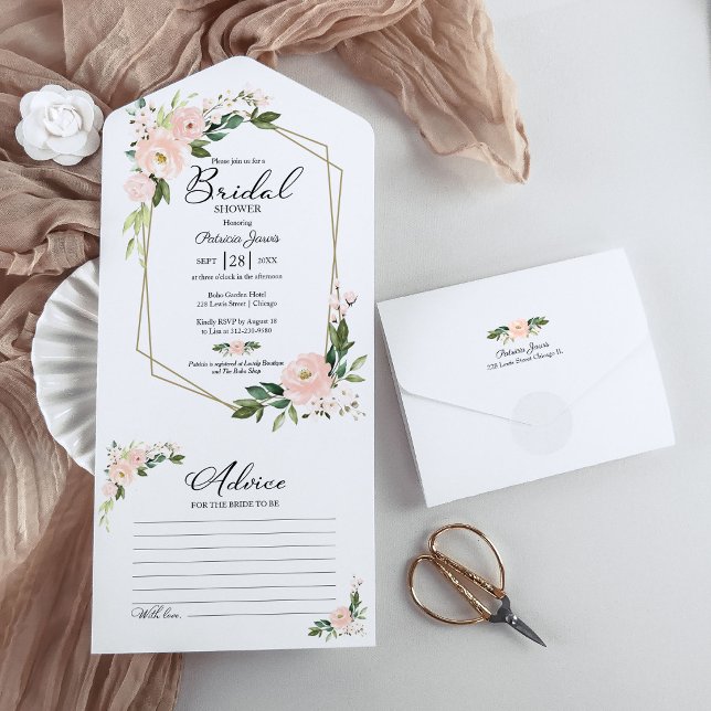 Todo En Uno Invitación de Despedida de Soltera Rosa con Tarjet (Subido por el creador)