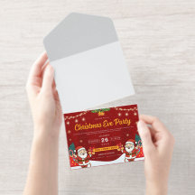 Invitación de fiesta navideña festiva con Santa