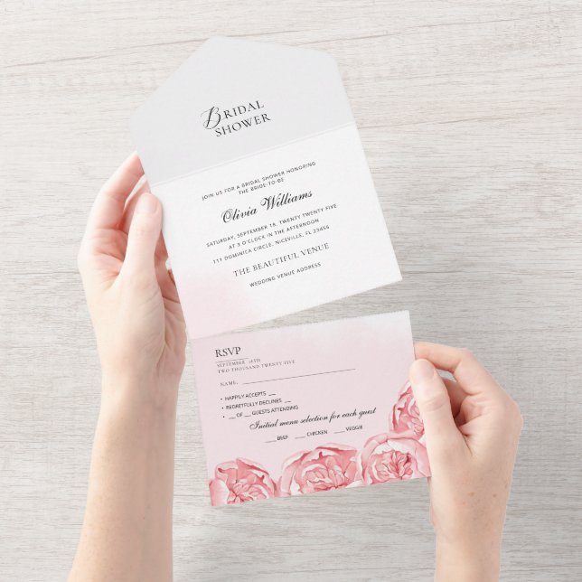 Todo En Uno Invitación ducha moderna de novia. (desgarro)