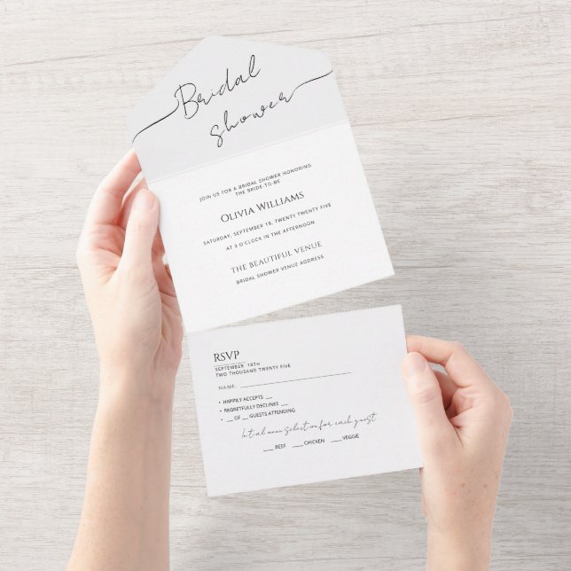 Todo En Uno Invitación ducha moderna de novia. (desgarro)