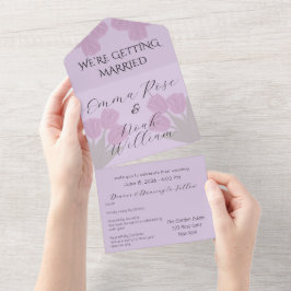 Todo En Uno Invitación elegante de tulipanes rosados para boda