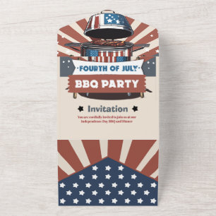 Todo En Uno Invitación Tri-Fold de barbacoa Star-Spangled 4 de