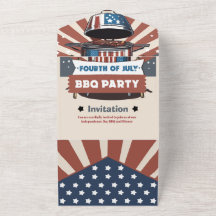 Invitación triple para BBQ del 4 de julio con estr
