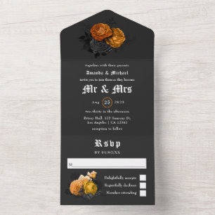 Todo En Uno Invitación Vintage de Halloween floral de boda tod