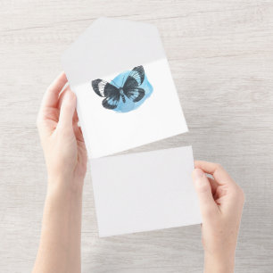 Todo En Uno invitación y papelería de mariposa simple y elegan
