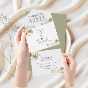 Todo En Uno Juego de Invitación de Boda de Otoño Rústico Acu