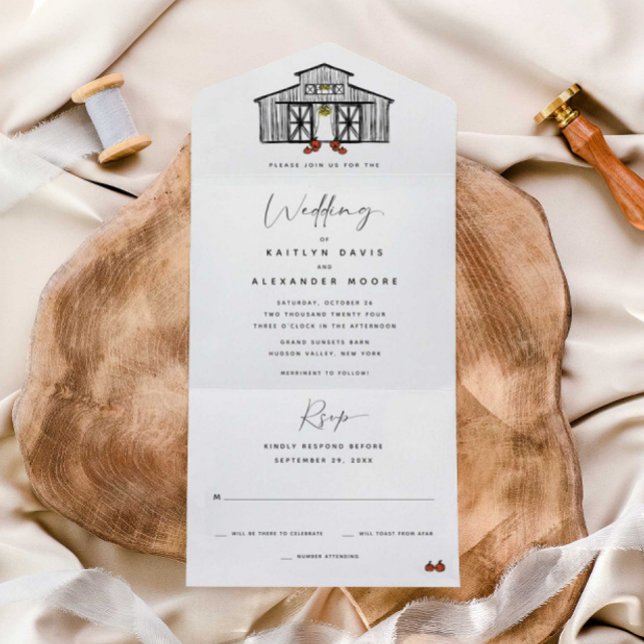 Todo En Uno Moda Fall Barn | Invitación a una boda (Subido por el creador)