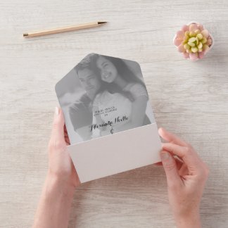 Todo En Uno Moderna foto elegante invitación de boda personali