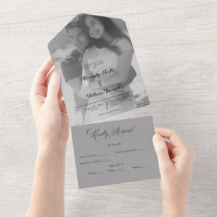 Todo En Uno Moderna foto elegante invitación de boda personali