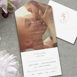 Todo En Uno Monograma de fotografía de pareja Invitación a u