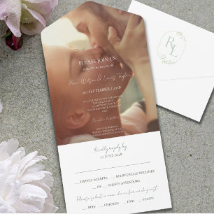 Todo En Uno Monograma de fotografía de pareja Invitación a u